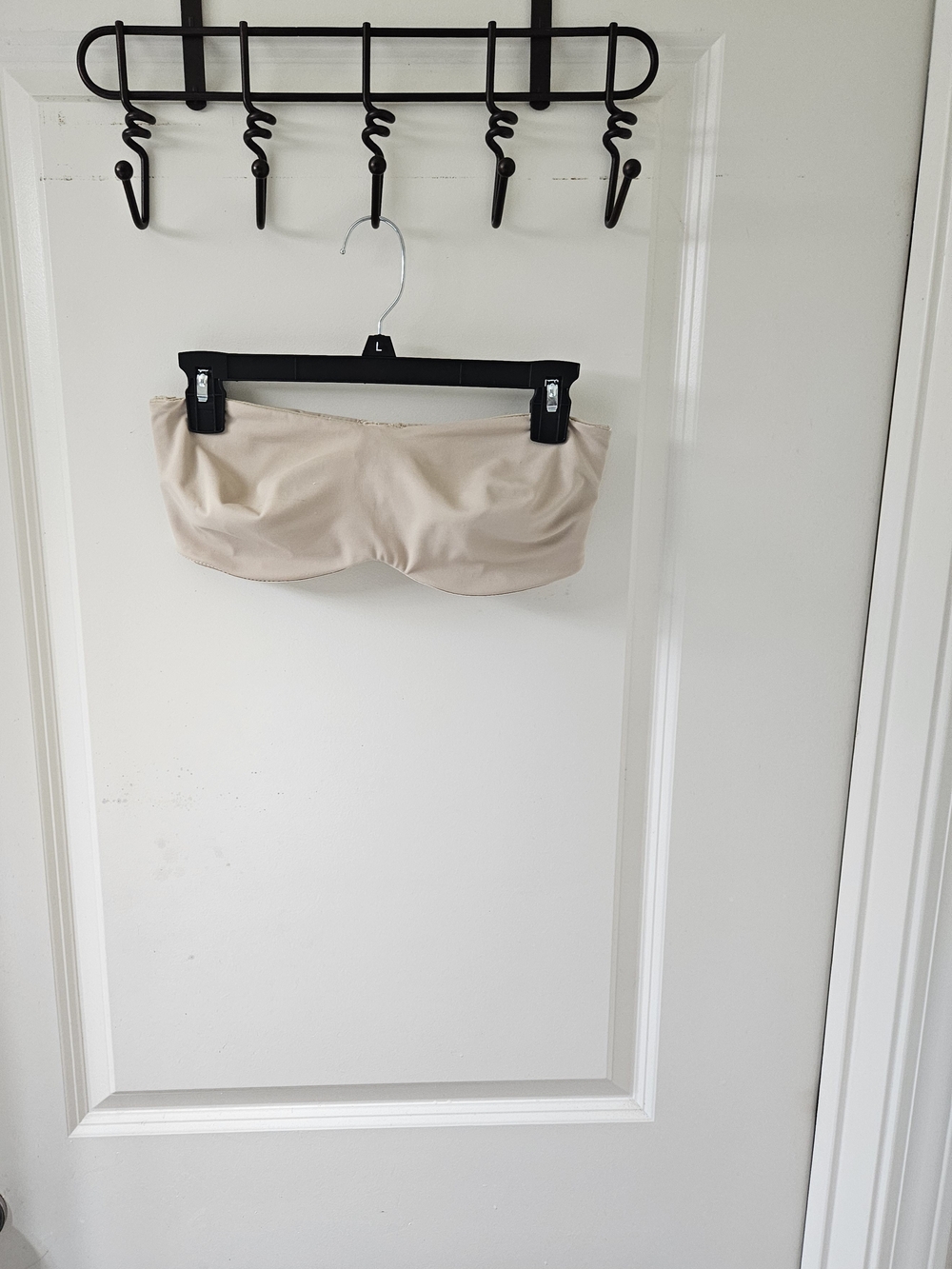 Light Beige Strapless Bandeau Bra with Pink Label